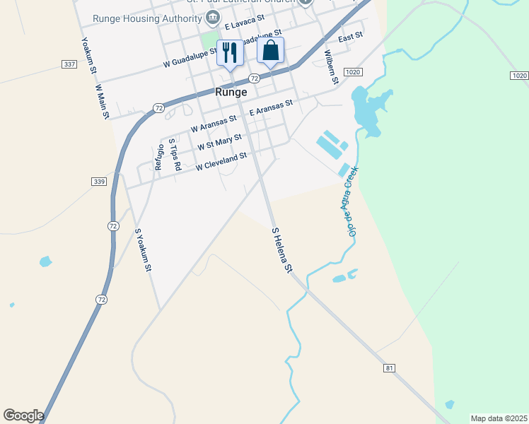 map of restaurants, bars, coffee shops, grocery stores, and more near 610 South Helena Street in Runge