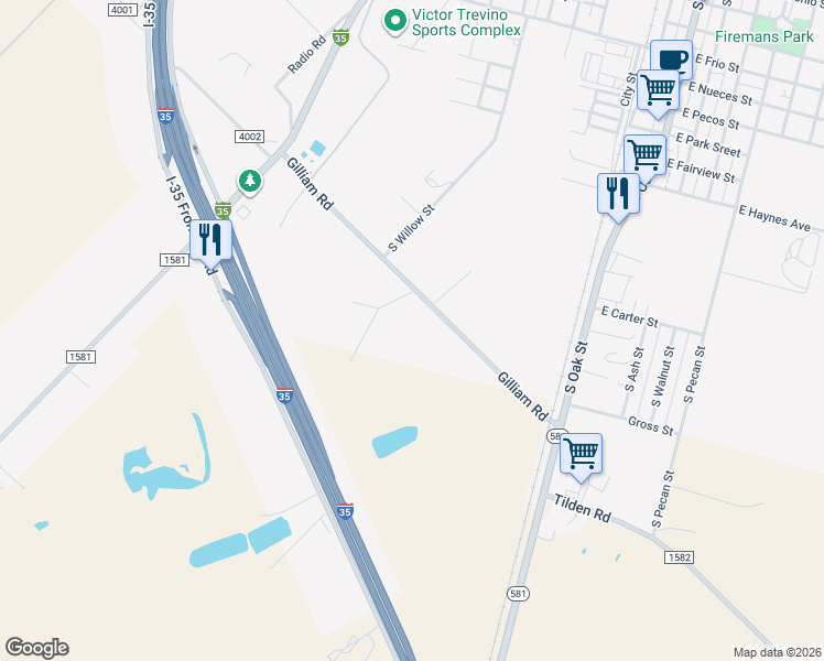 map of restaurants, bars, coffee shops, grocery stores, and more near in Pearsall