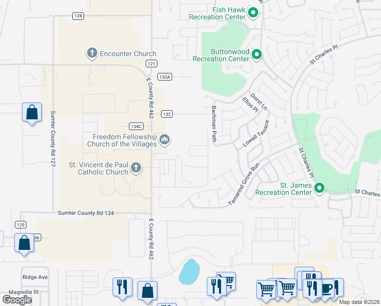 map of restaurants, bars, coffee shops, grocery stores, and more near 5240 Northeast 81st Boulevard in Wildwood