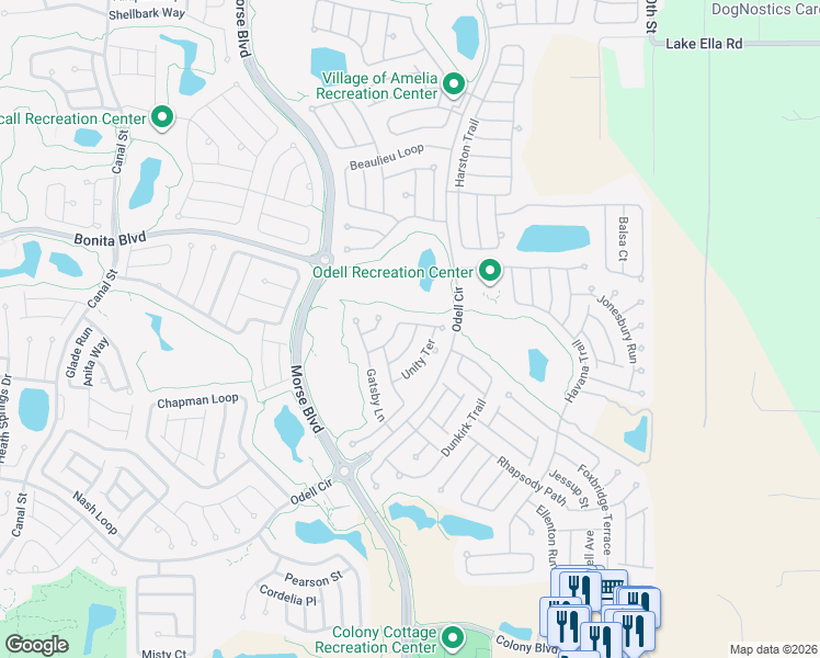 map of restaurants, bars, coffee shops, grocery stores, and more near 2343 Notch Avenue in The Villages