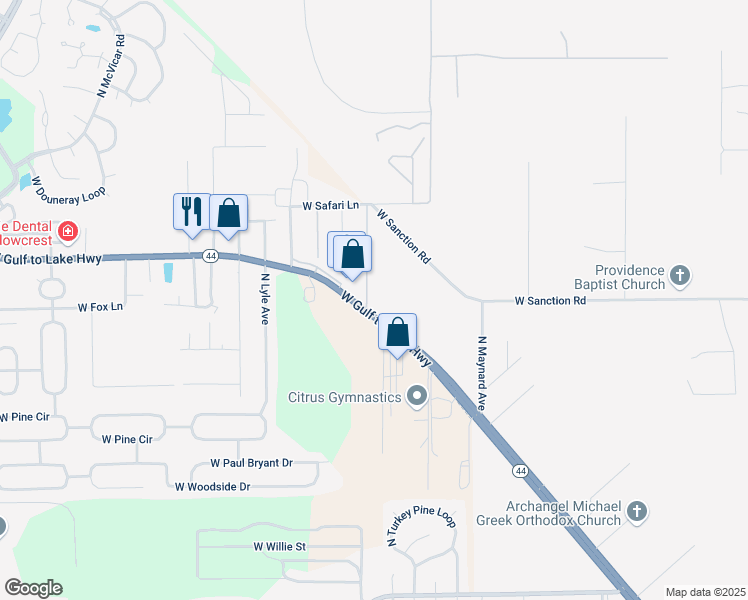 map of restaurants, bars, coffee shops, grocery stores, and more near 1051 North Commerce Terrace in Lecanto