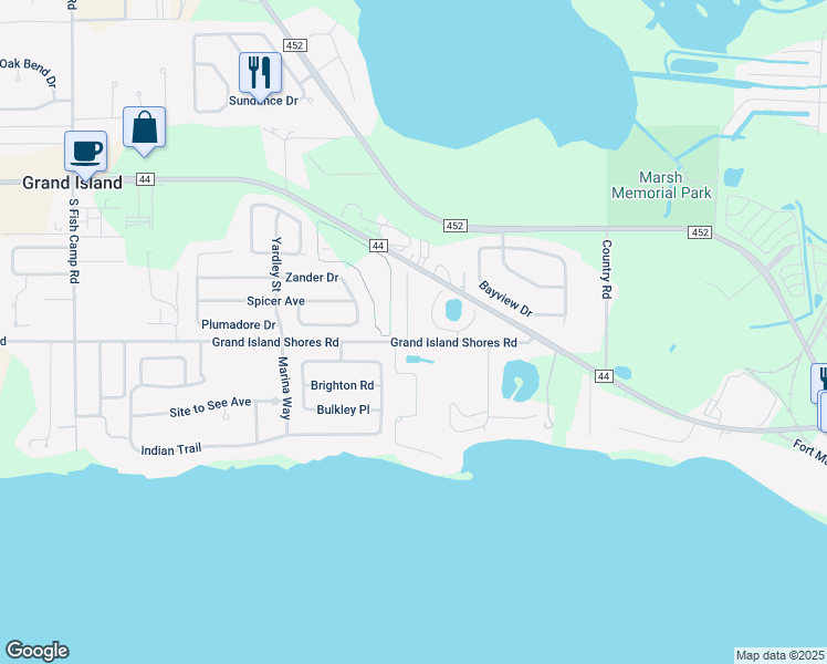 map of restaurants, bars, coffee shops, grocery stores, and more near 25 Kristin Lane in Eustis