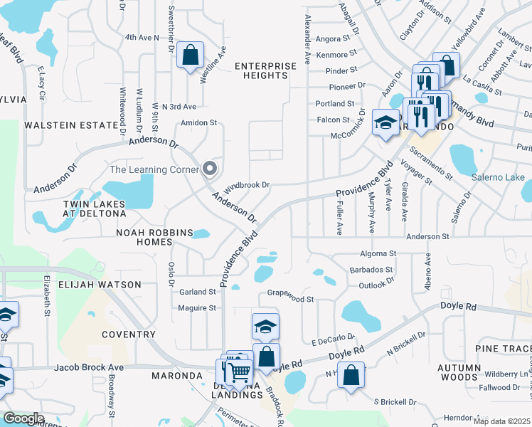 map of restaurants, bars, coffee shops, grocery stores, and more near 531 Geneva Avenue in Deltona