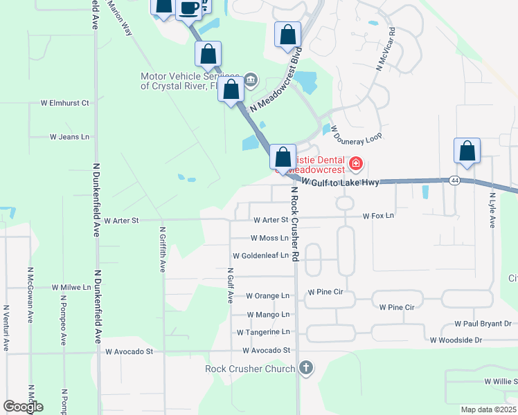 map of restaurants, bars, coffee shops, grocery stores, and more near 6365 West Flanders Lane in Crystal River