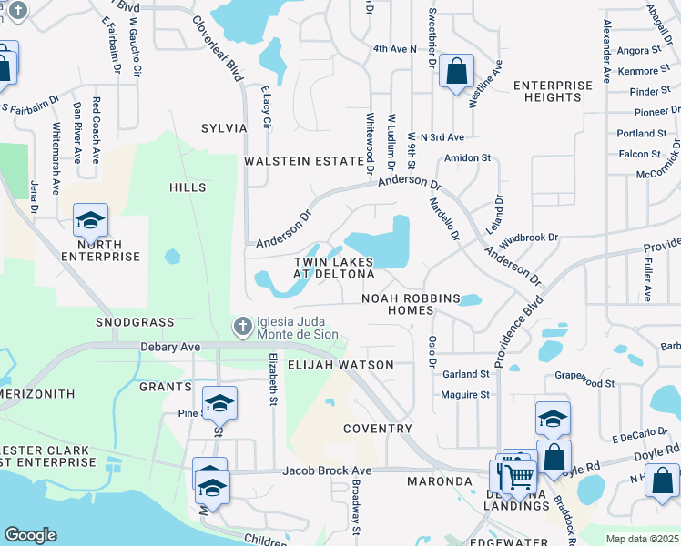 map of restaurants, bars, coffee shops, grocery stores, and more near 710 Black Maple Drive in Deltona