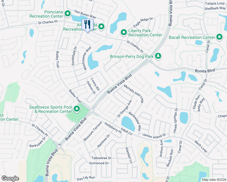 map of restaurants, bars, coffee shops, grocery stores, and more near 1437 Murrells Inlet Loop in The Villages