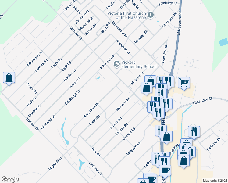 map of restaurants, bars, coffee shops, grocery stores, and more near 703 Kelly Crick Road in Victoria