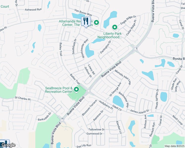 map of restaurants, bars, coffee shops, grocery stores, and more near 2274 Lowry Road in The Villages