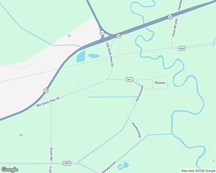 map of restaurants, bars, coffee shops, grocery stores, and more near 457 Cr 442 Old Texas Highway 35 in Blessing