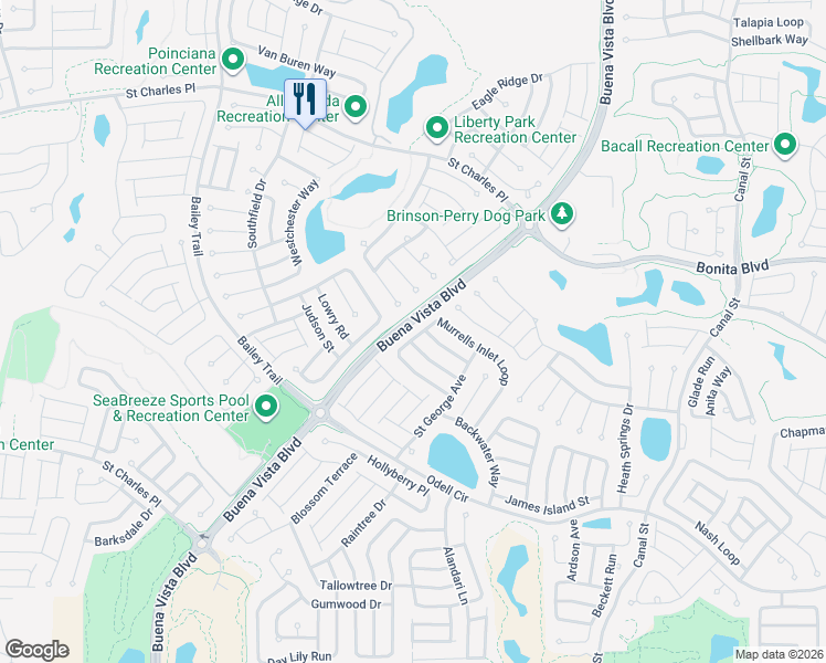 map of restaurants, bars, coffee shops, grocery stores, and more near 1437 Murrells Inlet Loop in The Villages