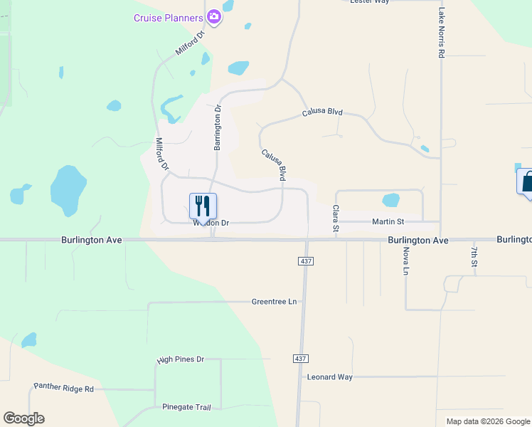 map of restaurants, bars, coffee shops, grocery stores, and more near 24249 Weldon Drive in Eustis