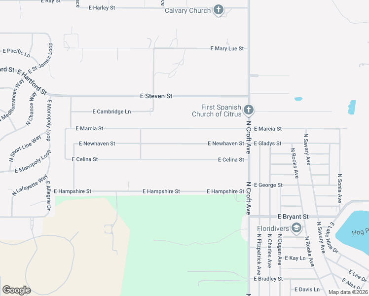 map of restaurants, bars, coffee shops, grocery stores, and more near 2542 East Newhaven Street in Inverness
