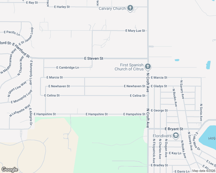 map of restaurants, bars, coffee shops, grocery stores, and more near 2542 East Newhaven Street in Inverness