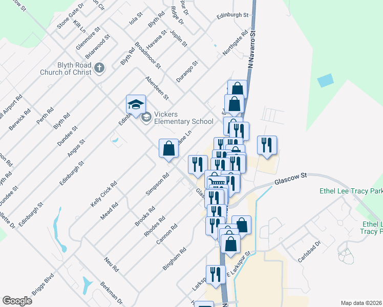 map of restaurants, bars, coffee shops, grocery stores, and more near 808 Simpson Road in Victoria