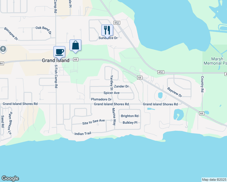 map of restaurants, bars, coffee shops, grocery stores, and more near 2433 Plumadore Drive in Grand Island