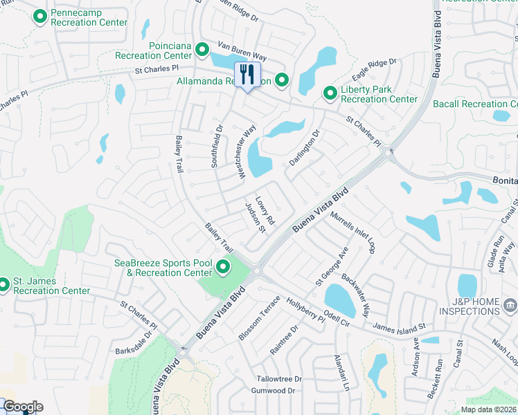 map of restaurants, bars, coffee shops, grocery stores, and more near 2218 Peak Place in The Villages