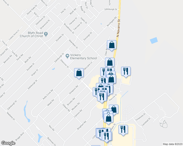 map of restaurants, bars, coffee shops, grocery stores, and more near 908 McLane Lane in Victoria