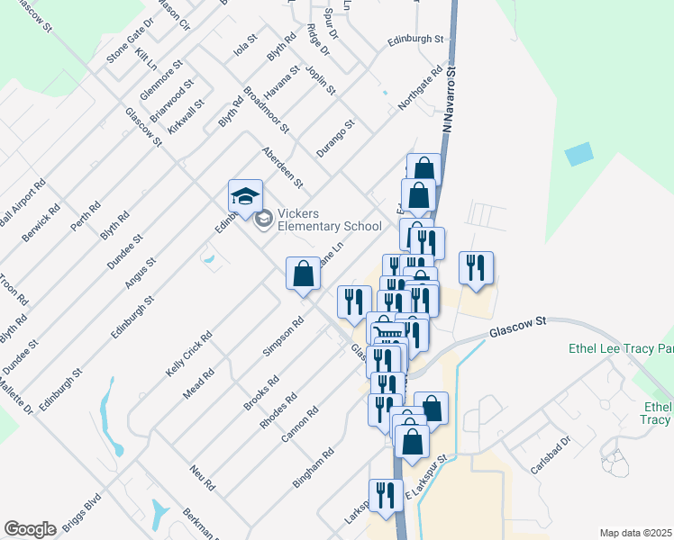 map of restaurants, bars, coffee shops, grocery stores, and more near 908 McLane Lane in Victoria