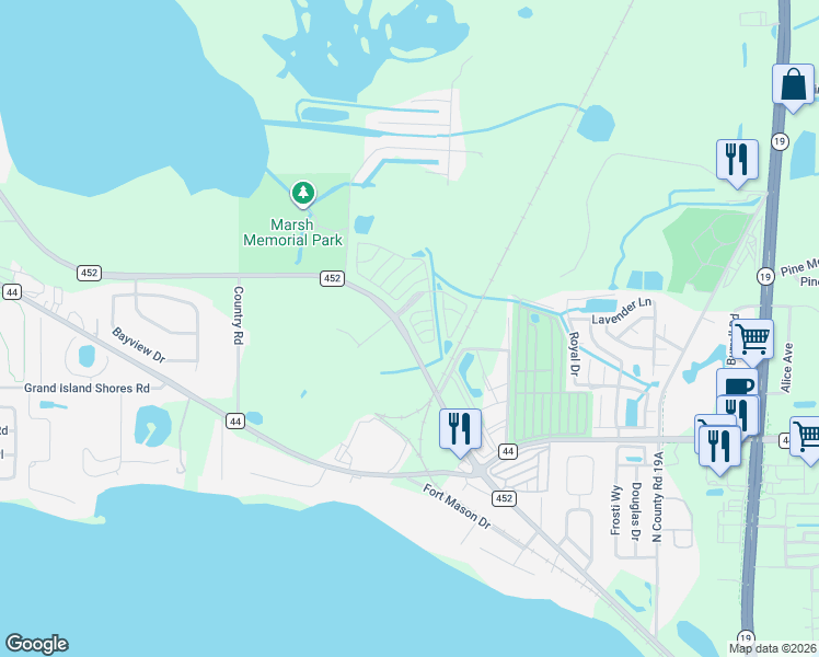 map of restaurants, bars, coffee shops, grocery stores, and more near 2699 Paradise Lane in Eustis