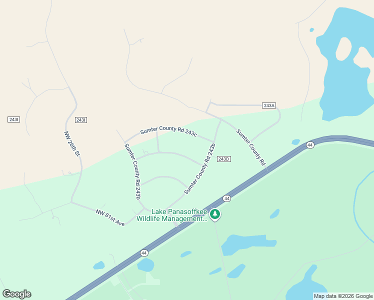 map of restaurants, bars, coffee shops, grocery stores, and more near 2081 County Road 243E in Wildwood