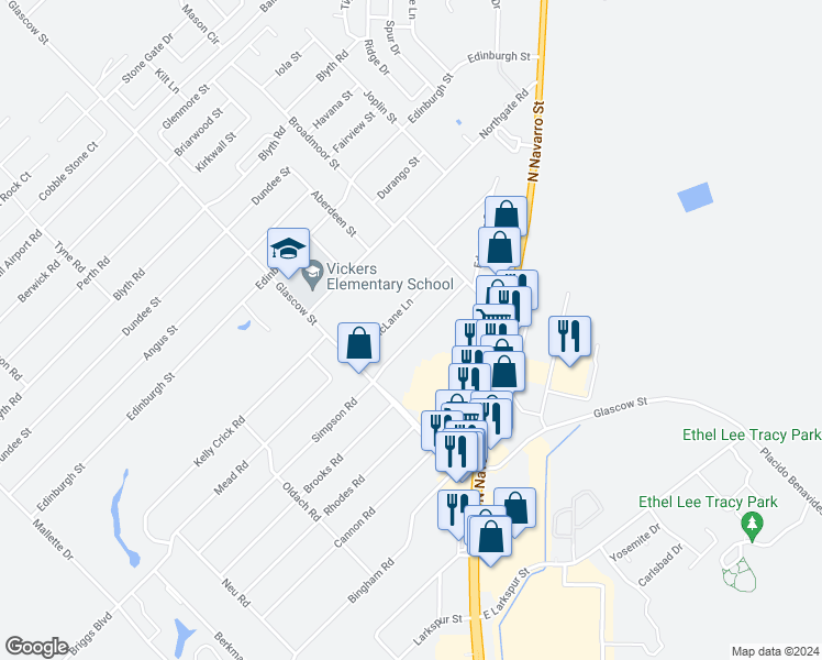 map of restaurants, bars, coffee shops, grocery stores, and more near 908 McLane Lane in Victoria