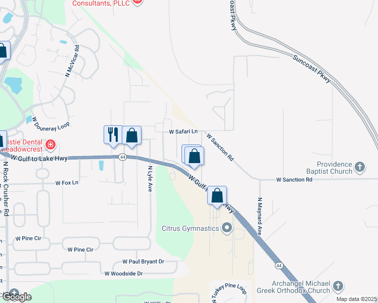 map of restaurants, bars, coffee shops, grocery stores, and more near 1151 North Lion Cub Point in Lecanto