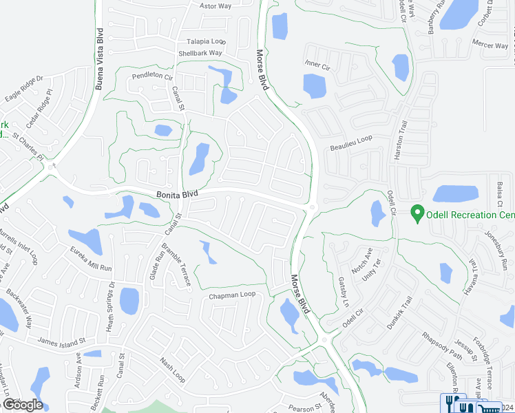map of restaurants, bars, coffee shops, grocery stores, and more near 749 Baisley Trail in The Villages