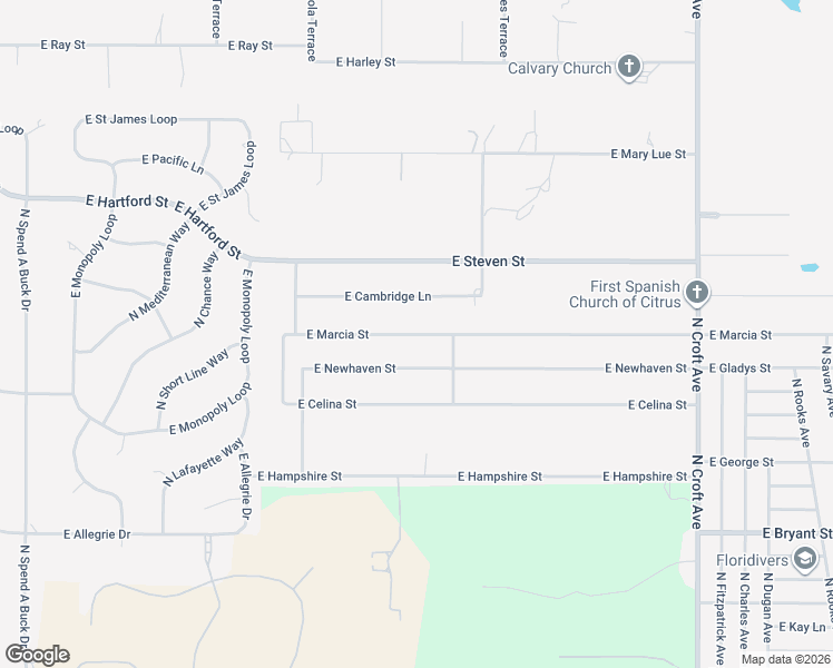 map of restaurants, bars, coffee shops, grocery stores, and more near 2245 East Marcia Street in Inverness