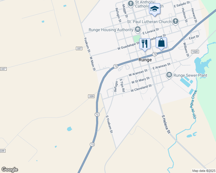 map of restaurants, bars, coffee shops, grocery stores, and more near 400 South Meyer in Runge