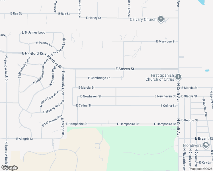 map of restaurants, bars, coffee shops, grocery stores, and more near 2245 East Marcia Street in Inverness