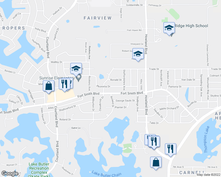 map of restaurants, bars, coffee shops, grocery stores, and more near 3331 Phonetia Drive in Deltona