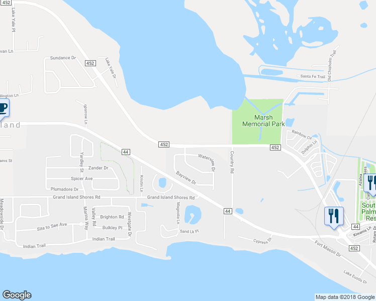 map of restaurants, bars, coffee shops, grocery stores, and more near 2651 Waterview Drive in Eustis