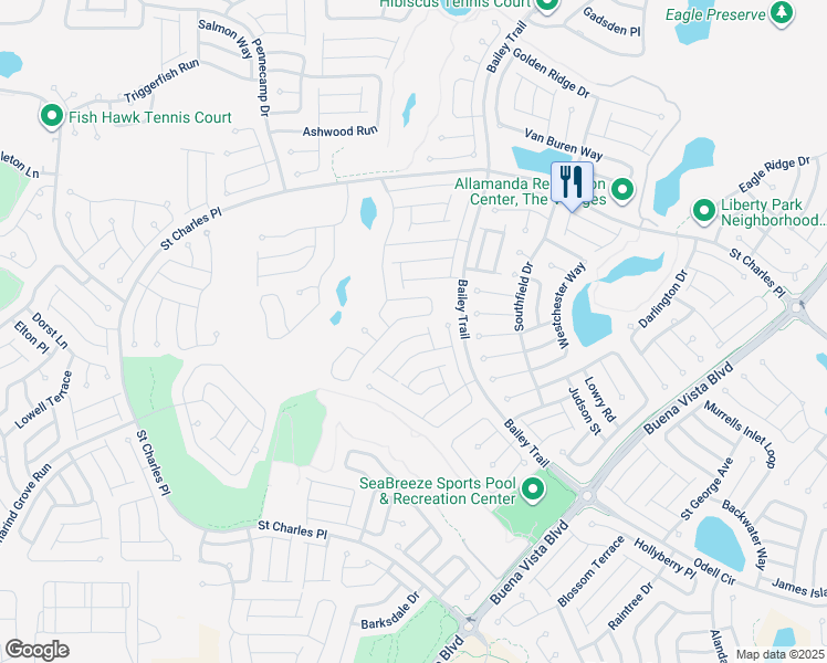 map of restaurants, bars, coffee shops, grocery stores, and more near 1805 Endsley Court in The Villages