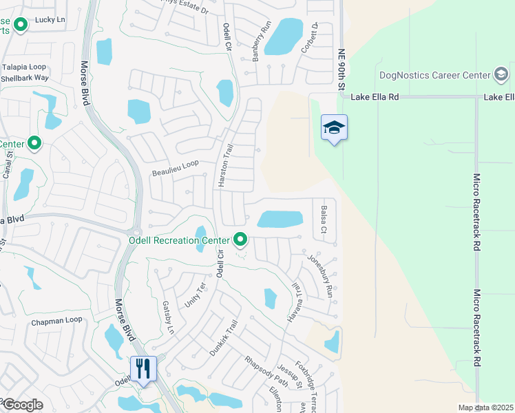 map of restaurants, bars, coffee shops, grocery stores, and more near 494 Arbella Loop in The Villages