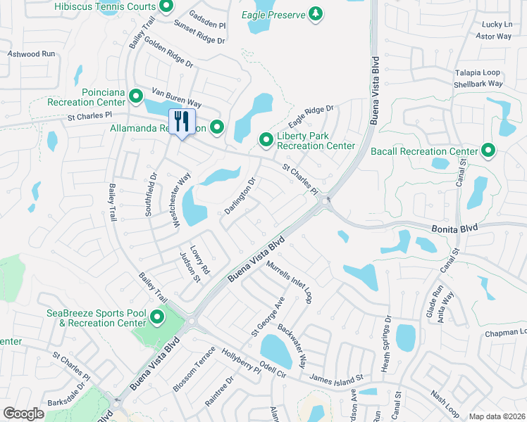map of restaurants, bars, coffee shops, grocery stores, and more near 1436 Georgetown Avenue in The Villages
