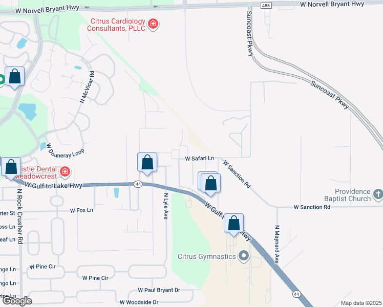 map of restaurants, bars, coffee shops, grocery stores, and more near 5411 West Safari Lane in Lecanto