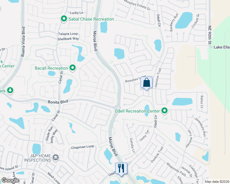 map of restaurants, bars, coffee shops, grocery stores, and more near 675 Leeds Place in The Villages