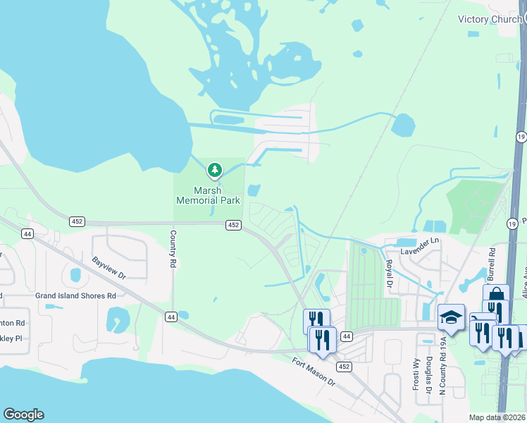 map of restaurants, bars, coffee shops, grocery stores, and more near 1098 Dolphin Lane in Eustis