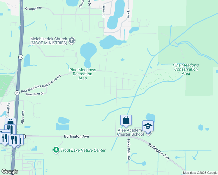 map of restaurants, bars, coffee shops, grocery stores, and more near 2485 Hallow Garden Road in Eustis