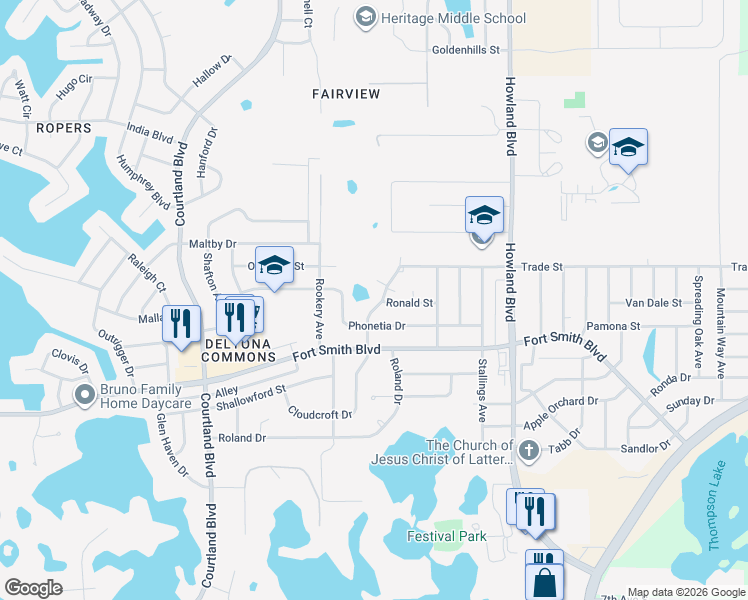 map of restaurants, bars, coffee shops, grocery stores, and more near 3320 Phonetia Drive in Deltona