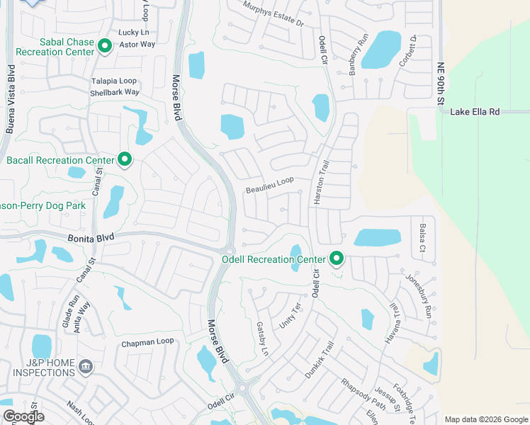 map of restaurants, bars, coffee shops, grocery stores, and more near 573 Beaulieu Loop in The Villages