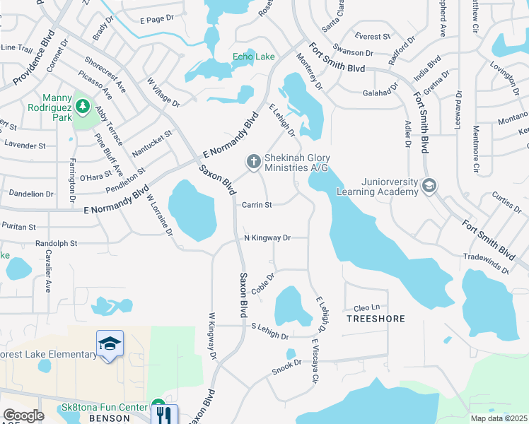 map of restaurants, bars, coffee shops, grocery stores, and more near 1873 Carrin Street in Deltona