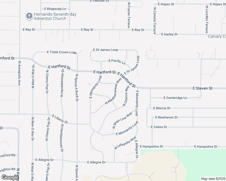 map of restaurants, bars, coffee shops, grocery stores, and more near 1302 North Mediterranean Way in Inverness