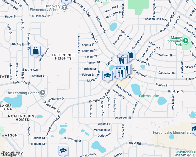 map of restaurants, bars, coffee shops, grocery stores, and more near 1113 McCormick Drive in Deltona