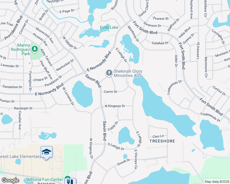 map of restaurants, bars, coffee shops, grocery stores, and more near Carrin Street in Deltona