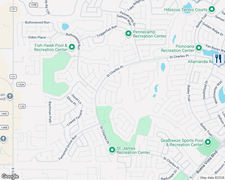 map of restaurants, bars, coffee shops, grocery stores, and more near 2140 Jordan Street in The Villages