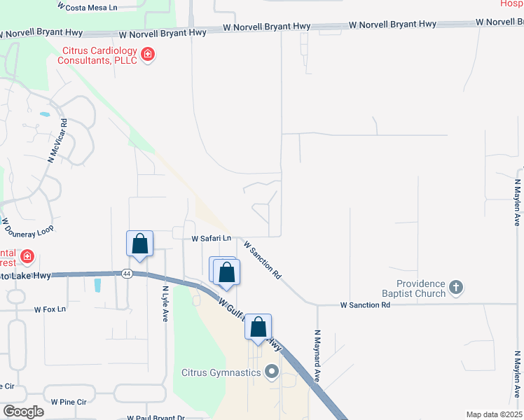 map of restaurants, bars, coffee shops, grocery stores, and more near 1275 North Rainbow Loop in Lecanto