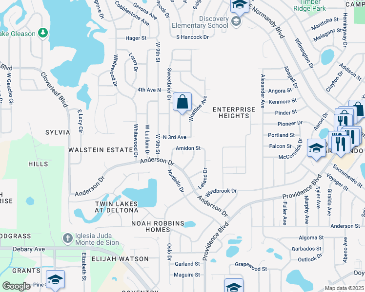 map of restaurants, bars, coffee shops, grocery stores, and more near 826 Amidon St in Deltona