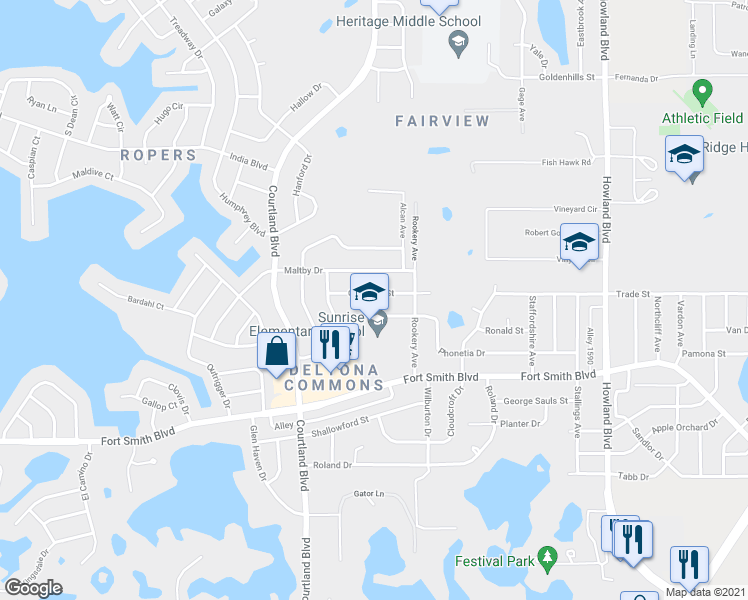 map of restaurants, bars, coffee shops, grocery stores, and more near 3157 Overdale Street in Deltona