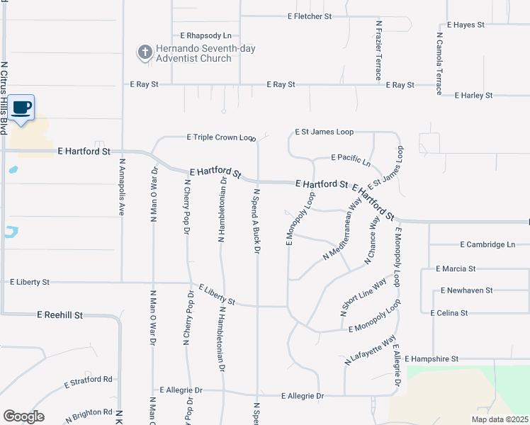 map of restaurants, bars, coffee shops, grocery stores, and more near 1359 North Spend a Buck Drive in Hernando